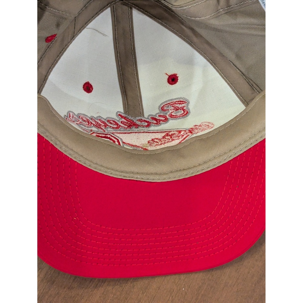 Vintage Ohio State Buckeyes Snapback Hat 90s Script Logo OSU NCAA Khaki Red - Picture 4 of 6